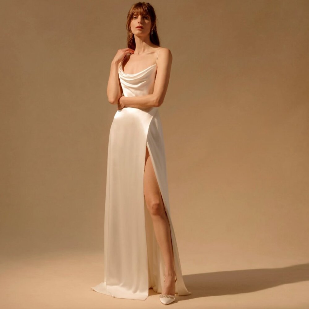 Markarian Vesta Satin Wrap Gown
